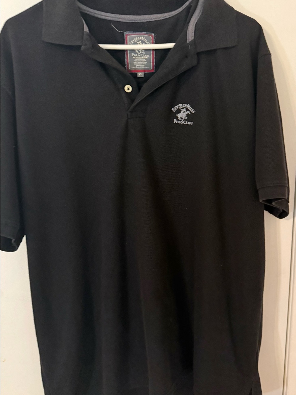 Beverly Hills Polo Club Black Men's Short-Sleeve Polo with Chest Emblem